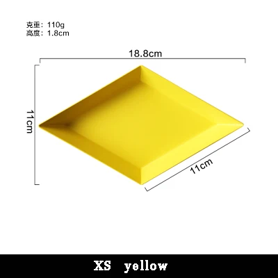 yellow Размер XS, цветной многоугольный Настольный комбинированный поднос для хранения, скандинавский геометрический Алмазный металлический шестиугольный поднос для чая, нержавеющая сталь - Цвет: yellow
