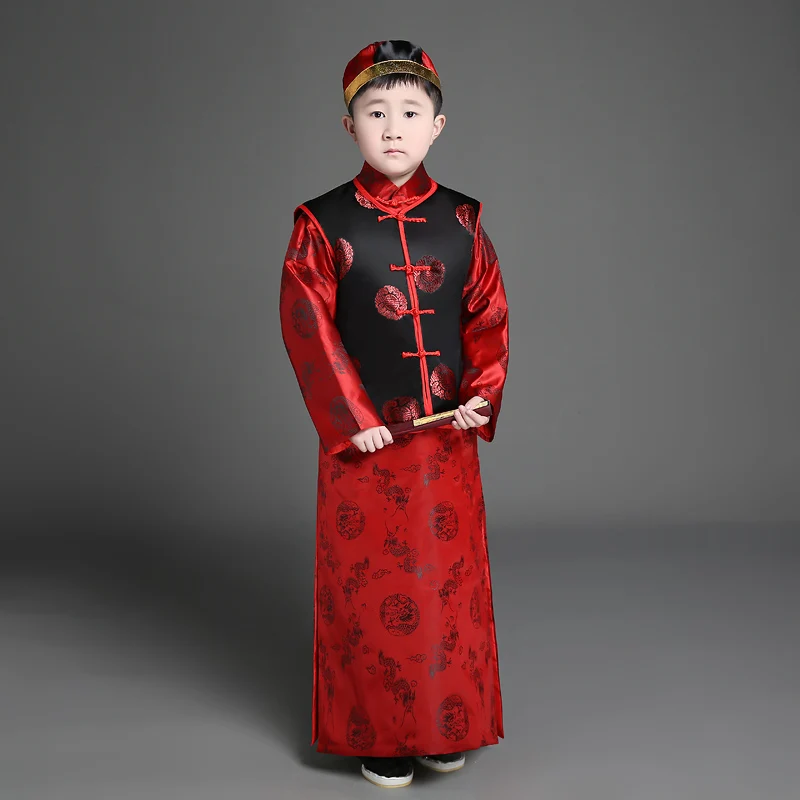 Детская винтажная одежда для мальчиков и девочек Hanfu платье принцессы костюм