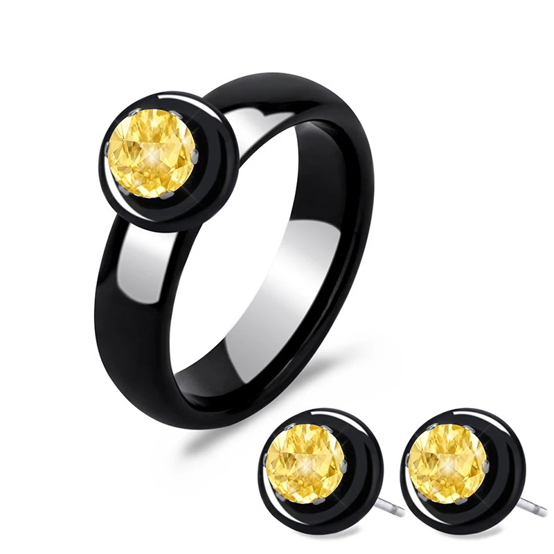 Комплект женских ювелирных изделий из керамических колец и серег|jewelry sets for