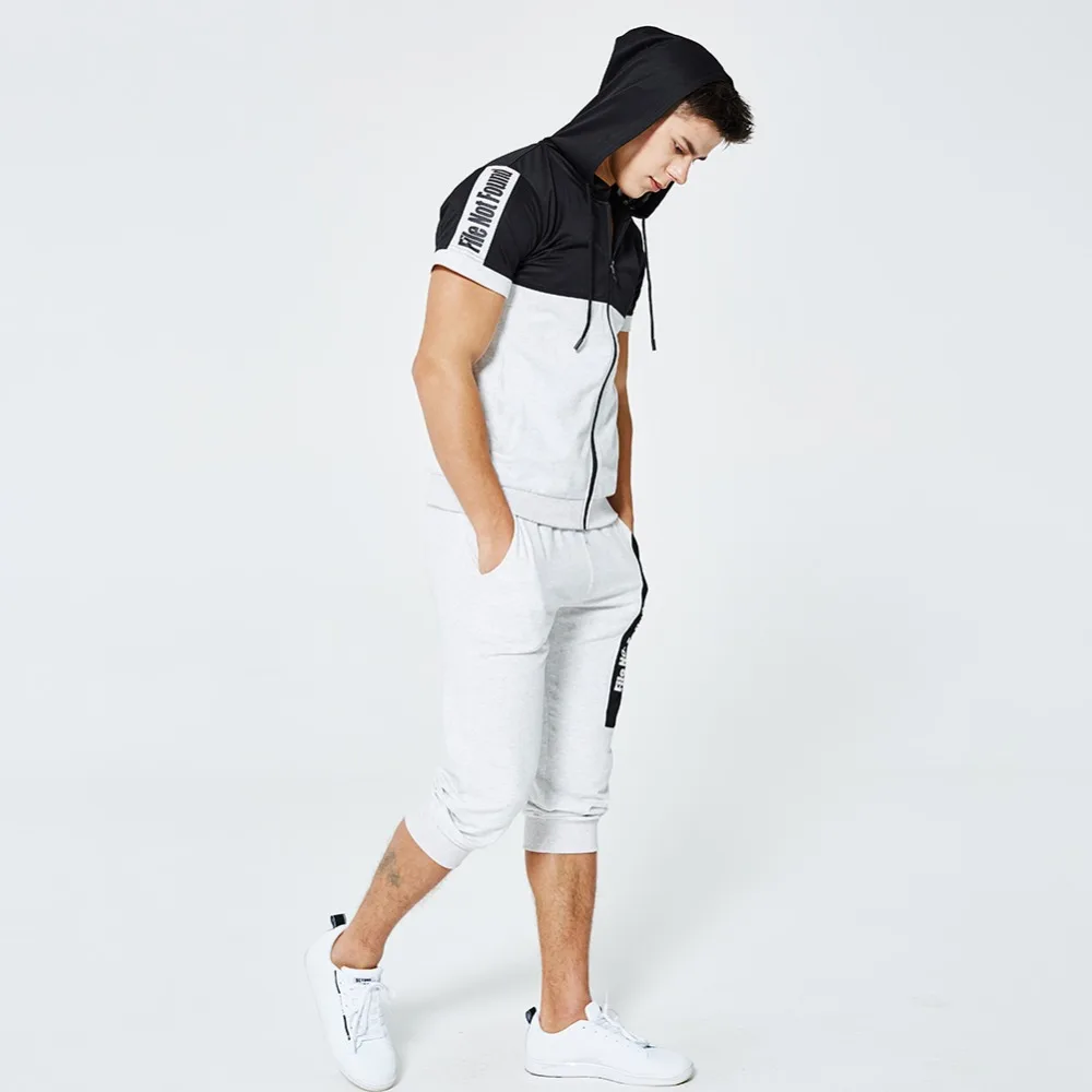 Europe Size Sporting Mens 2pcs Summer Men Shorts Set Top And Tracksuit For Short Hoodie Tshirt Suit | Мужская одежда