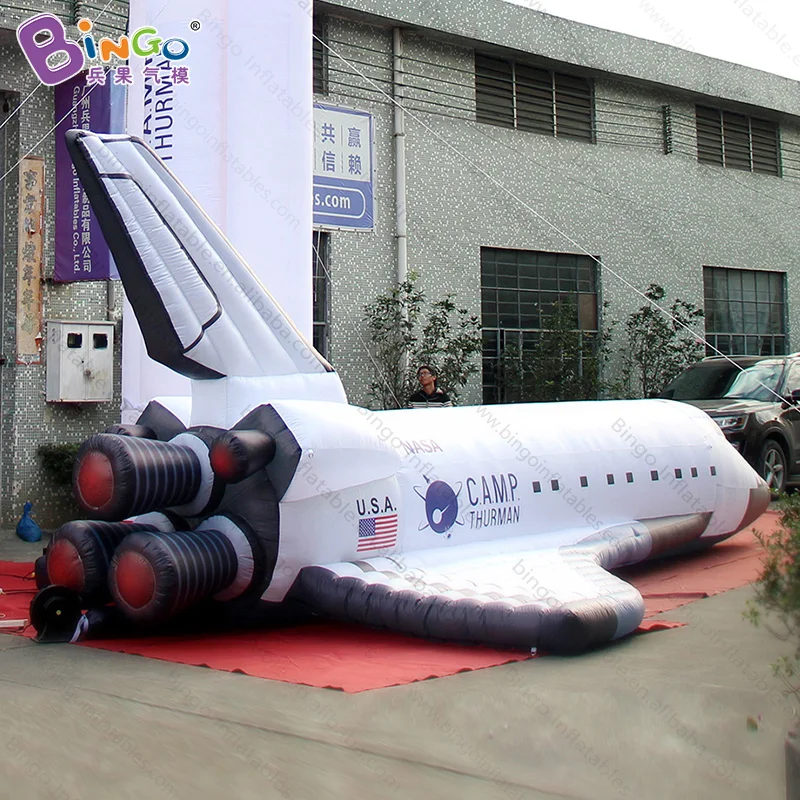

High quality 8 Meters long giant inflatable Space Shuttle customized digital printed blow up spaceship model toys