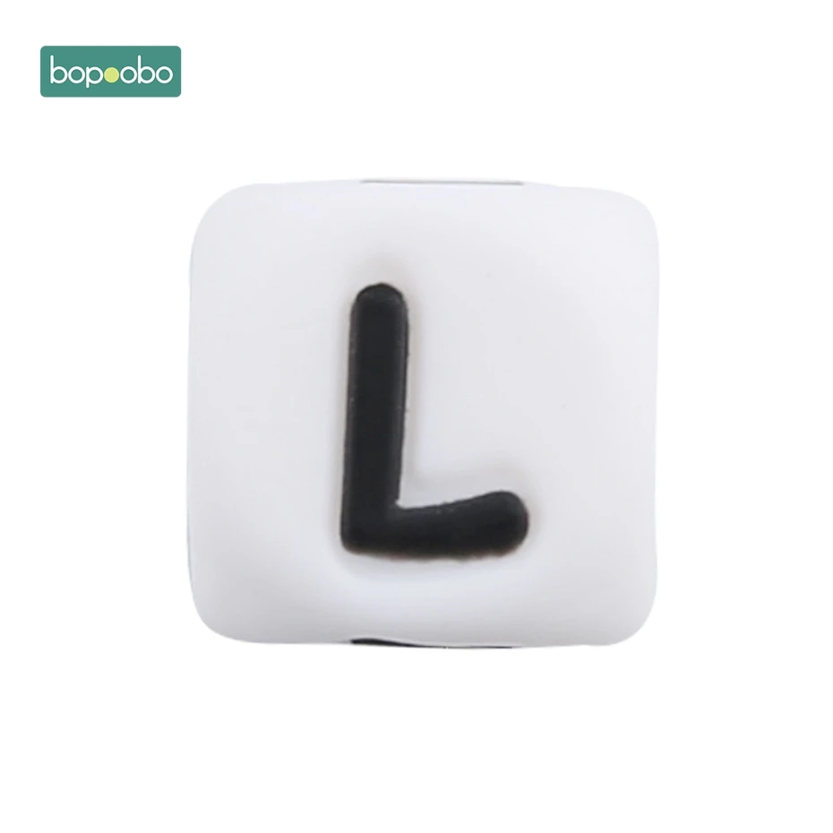 Letter L Bopobo 10 шт., силиконовые бусины-прорезыватели для грызунов для малышей, силиконовые бусины-прорезыватели с жемчугом, 10 мм, Детские Силиконовые Бусины-прорезыватели - Цвет: Letter L