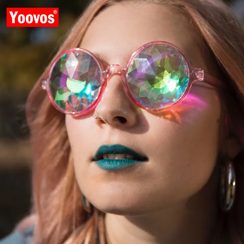 Круглые Солнцезащитные очки Yoovos винтажные мозаичные с кристаллами | Аксессуары