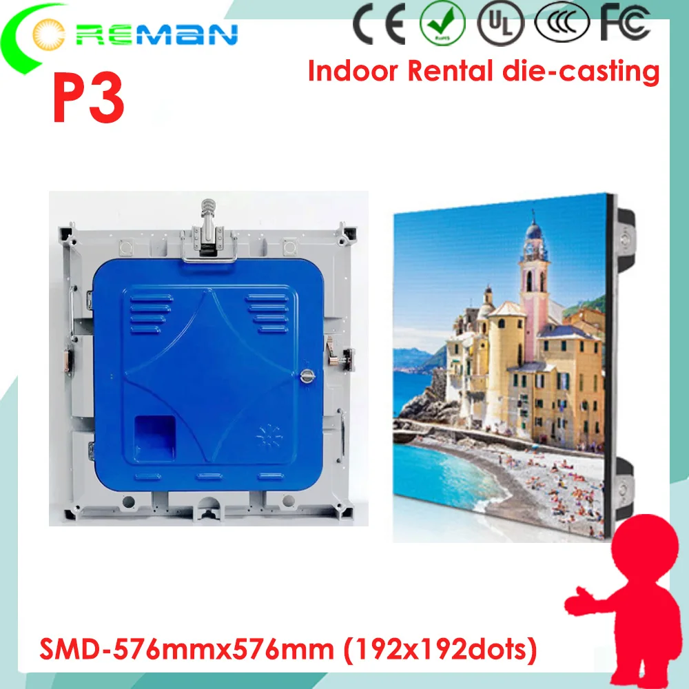 Diy led video sign board cabinet 576x576mm p3 indoor full color SMD2020 SMD2121 good quality panel unit p2 p1 | Электронные