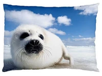 new harp seal pillow case cover cute harp seal rectangle pillowcase kawaii southpole animal photo printe gifts for kid 20x30