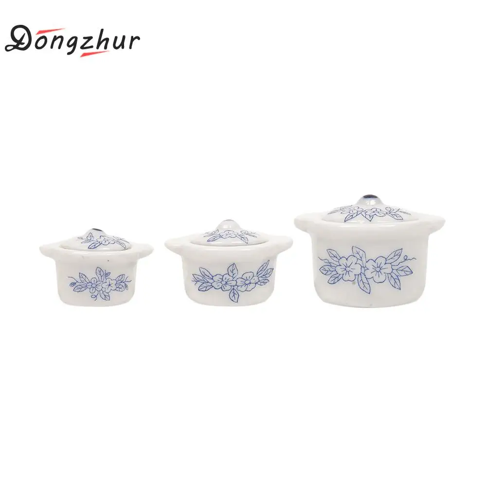 Миниатюрные игрушки dongzhur 1:12 аксессуары для кукольного дома суповые горшки кукольный домик мини аксессуары модель 3 шт. керамические горшки для супа фаст-фуд игрушки