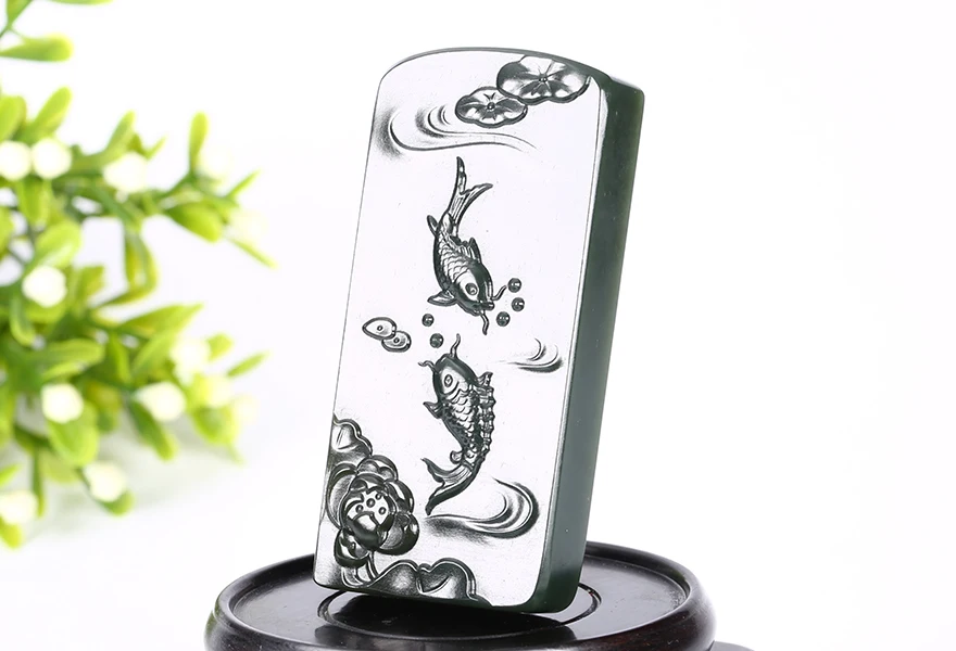 Natural Hetian Jade County Black Sapphire Fine Fish Pendant hp299# | Украшения и аксессуары