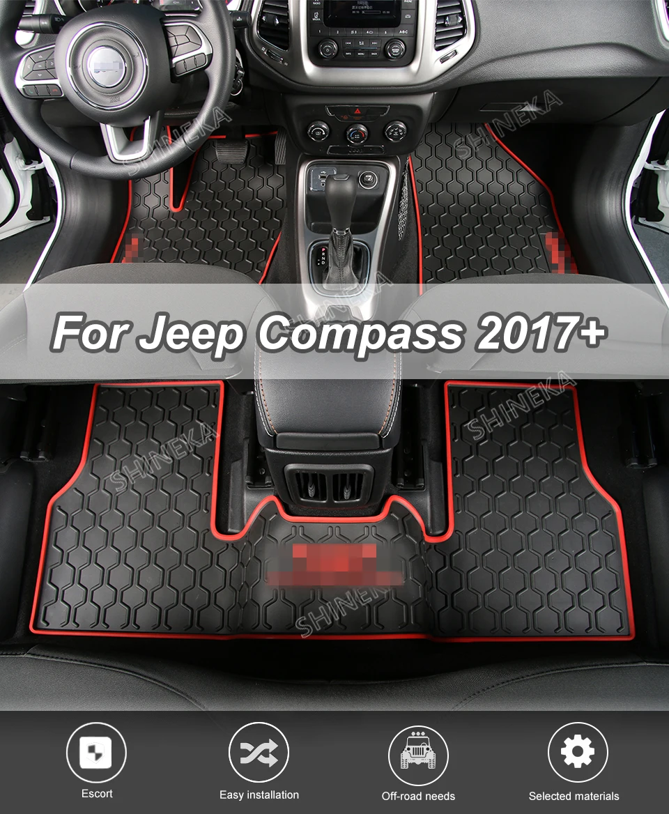 SHINEKA коврики и ковры для Jeep Compass+ Автомобильный интерьер резиновые коврики для ног набор украшений аксессуары для Jeep Compass до