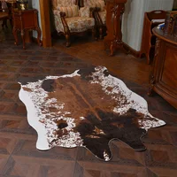 High-grade brown cow leather carpet large carpets for living room tapetes para sala de estar faux fur rug fashion alfombra