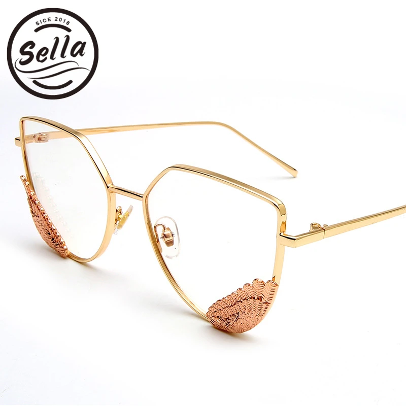 Селла Мода 2017 Крыло ангела Солнцезащитные очки для женщин Перо украшения цепи