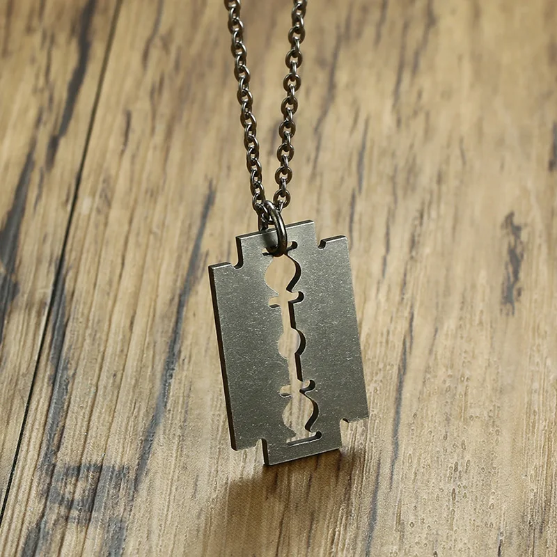 Мужская бритва из нержавеющей стали в стиле стимпанк|razor blade necklace|rock jewelrynecklace men