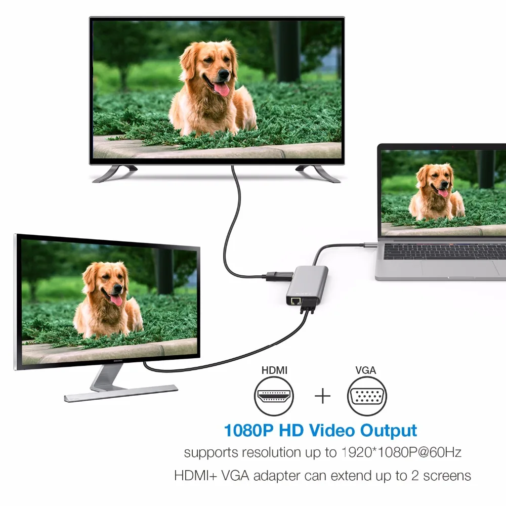 Концентратор Type C USB 4K HDMI VGA RJ45 SD 3 0 ключ для ноутбука или смартфона с портом Thunderbolt