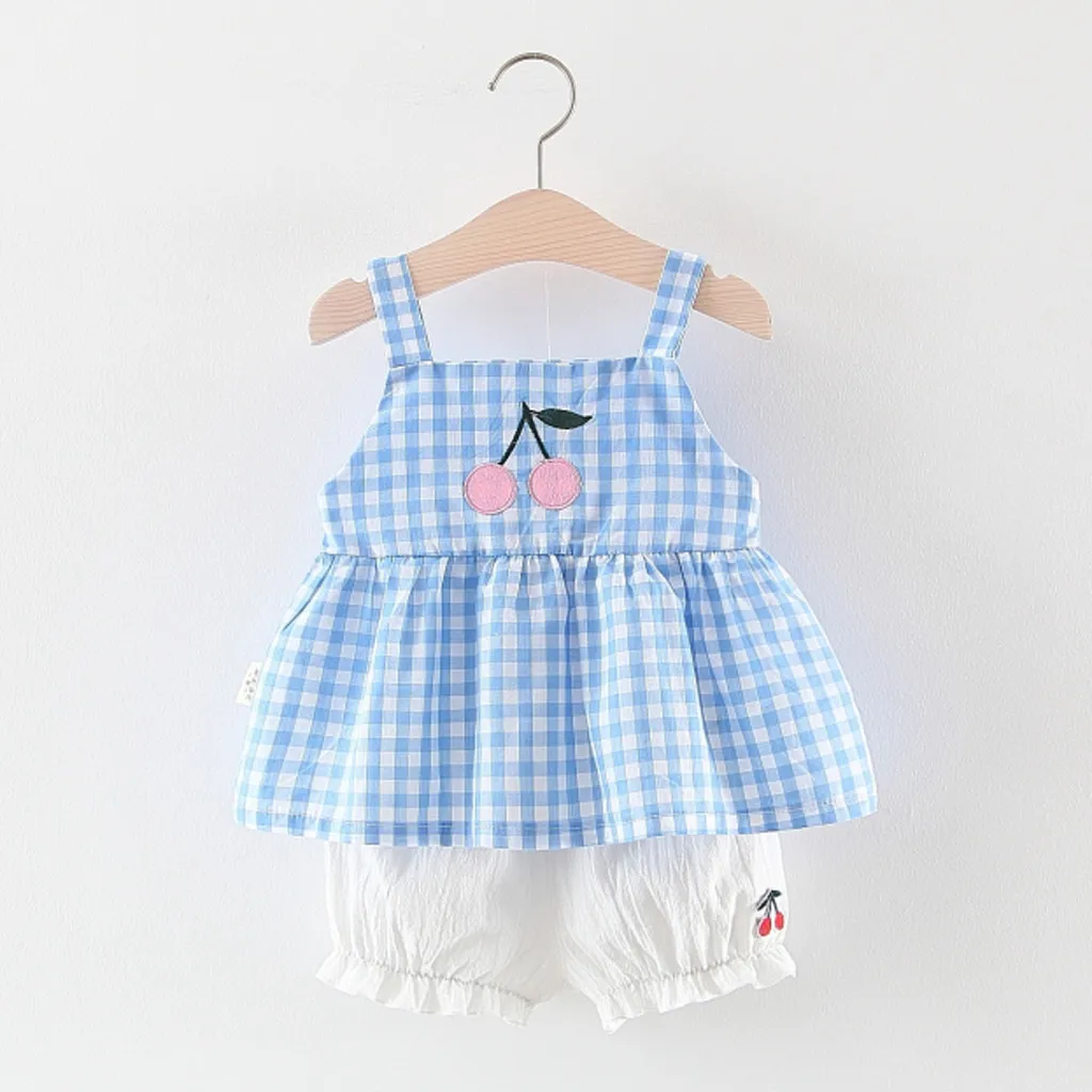 Новые детские комплекты для маленьких девочек однотонные шорты без рукавов на
