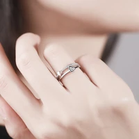 newest fashion lovers couple heart shape rings elegant shine rhinestone crystal wedding ring for women men romantic jewelry gift