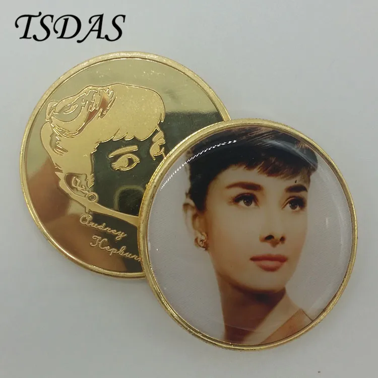 Лидер продаж Золотая монета Одри Хепберн 24 К позолоченные монеты Best