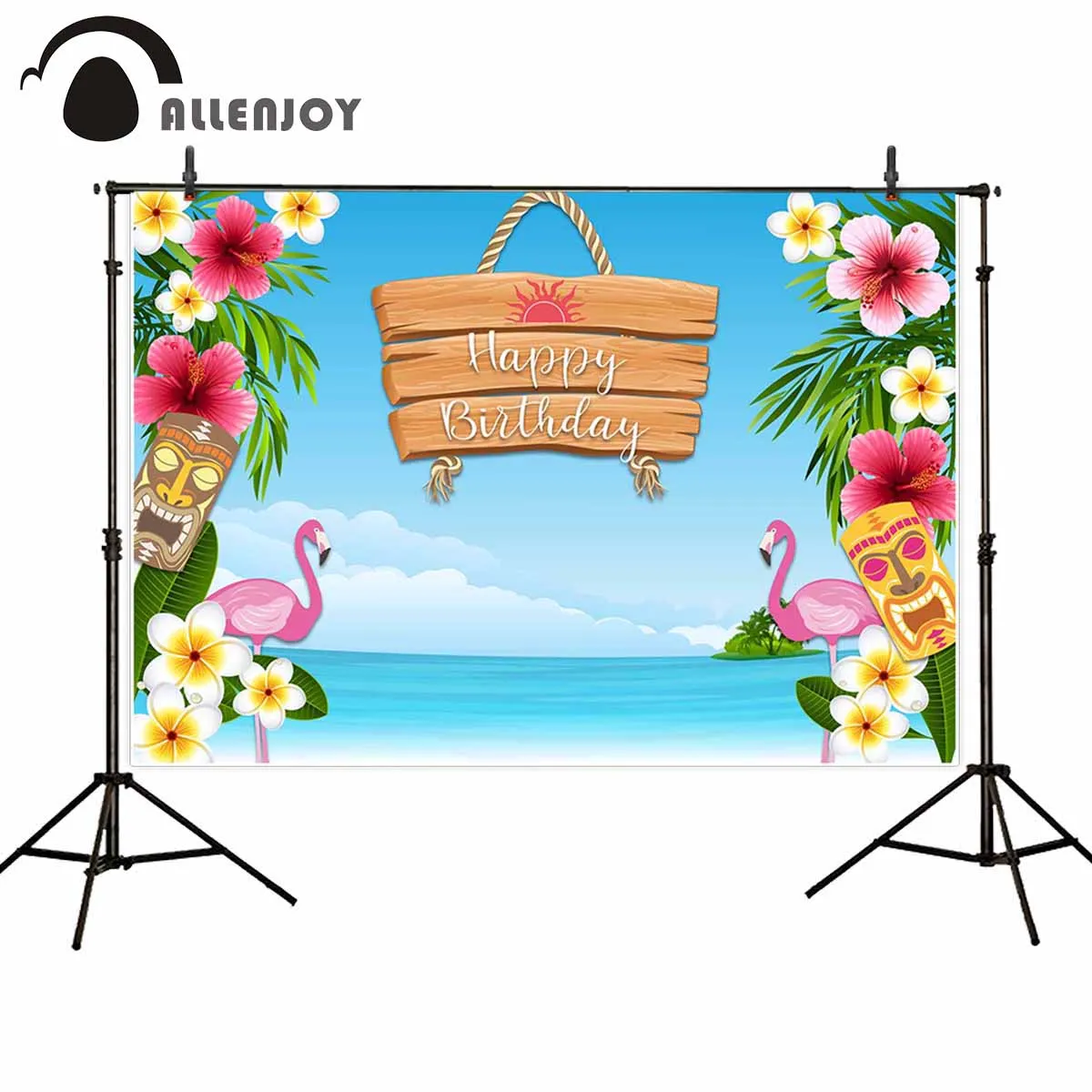 Allenjoy фоны для фотостудии День рождения голубое небо морской остров тотемный
