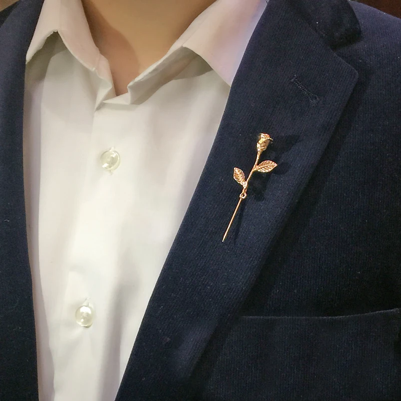 Lots 6 Pcs Fashion Leaf Rose Flower Lapel Stick Brooches Pins for Men Women Suit Boutonniere Jewelry | Украшения и аксессуары