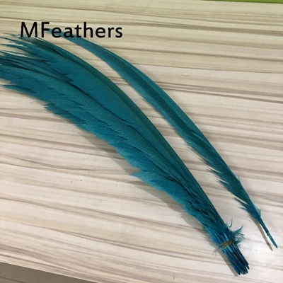 Turquoise Перья 50 шт. Королевский синий окрашенные золотые хвосты фазана перо 60-75 см длинные курица Зебра перо Алмазный фазан для карнавального декора - Цвет: Turquoise