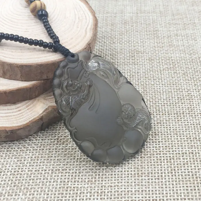 A-14 Китай ручной работы обезьяна натуральный ледяной черный обсидиан нефрит