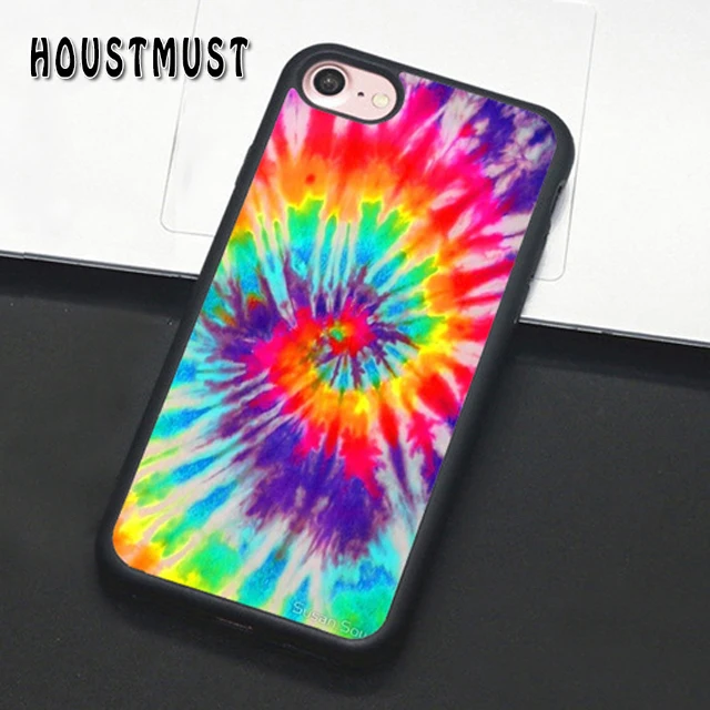 HOUSTMUST Colorful Tie Dye Rainbow Hippie Art Case cover For iPhone 5S SE 6 6S 7 8 X XR XS max galaxy S6 S7 edge S8 S9 S10 Plus |