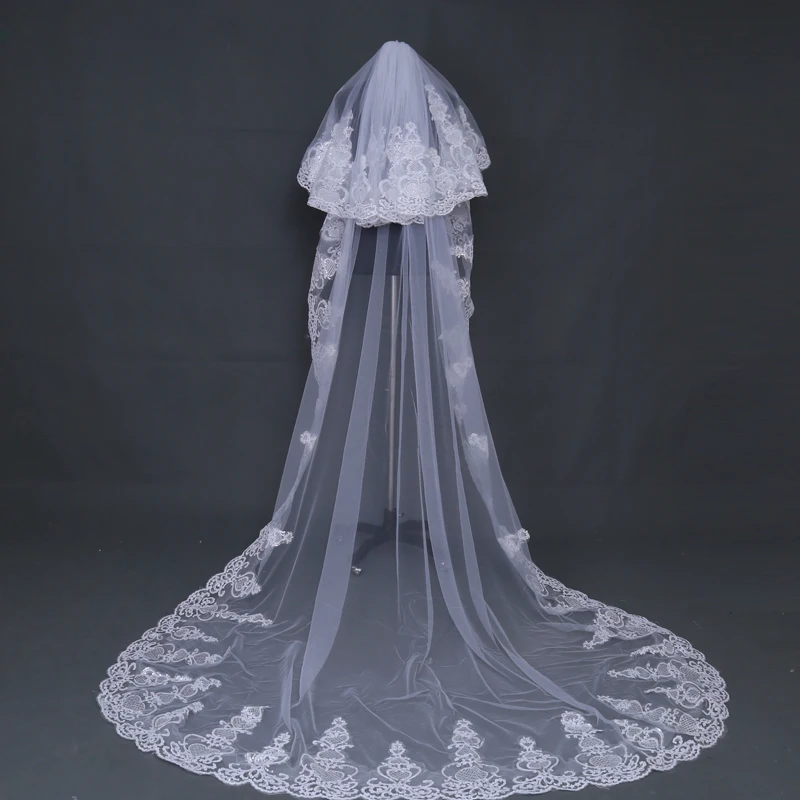 Свадебная Фата с расческой 3 М длинные Ширина 1.8 м реальное изображение кристаллы