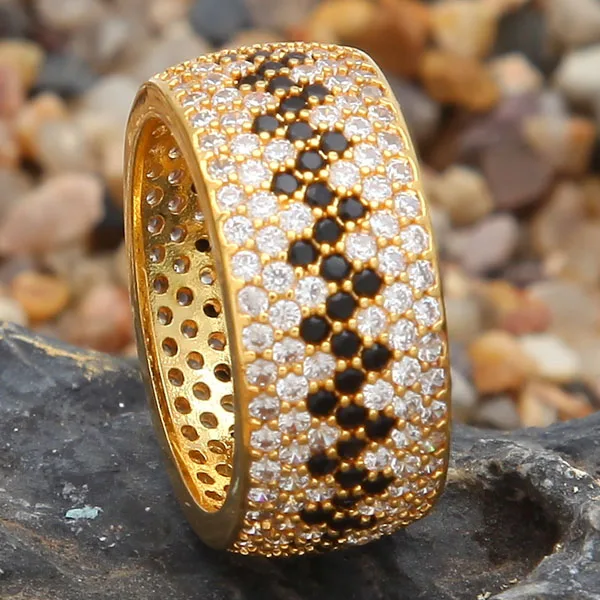 Gold 11 UWIN хип-хоп Полный Bling CZ Кольцо Iced Out кубический циркон Роскошные модные ювелирные изделия подарок - Цвет основного камня: Gold 11