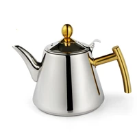 brand new gold handle tea pot 304 stainless steel high grade water kettle induction cooker frnaces use tea kettle 1 2l