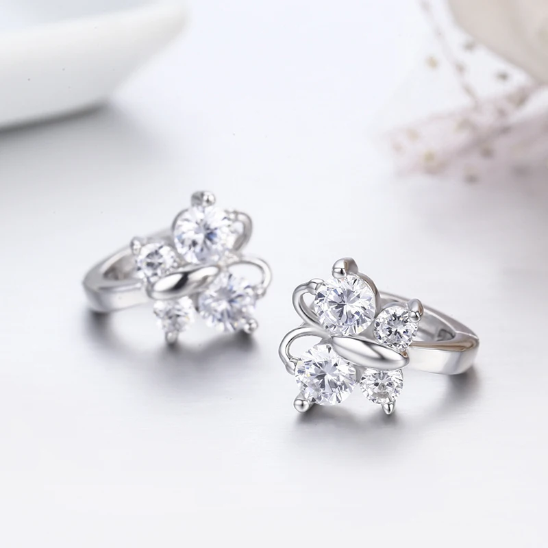 Серьги кольца из серебра 925 пробы с фианитом 3 цвета|hoop earrings|huggie hoop earringsearrings earrings |