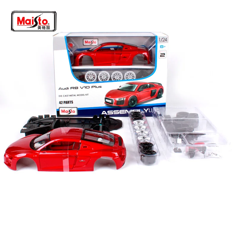 Maisto 1:24 сборная линия красная модель автомобиля литья под давлением для audi r8 v10 plus комплект 42 части автомобиля литье под давлением mannal модель автомобиля для вентилятора 39510