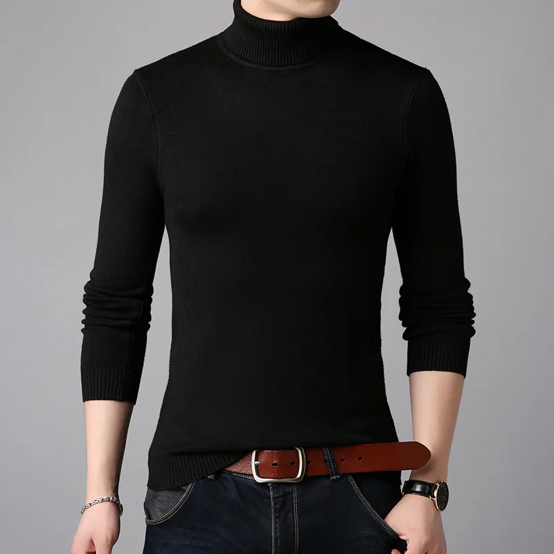 black Winter Cashmere Thick Warm Sweater Men Turtleneck Brand Men's Sweater Slim Fit Pullover Men Knitwear Male Double Collar Sweaters - Цвет: black