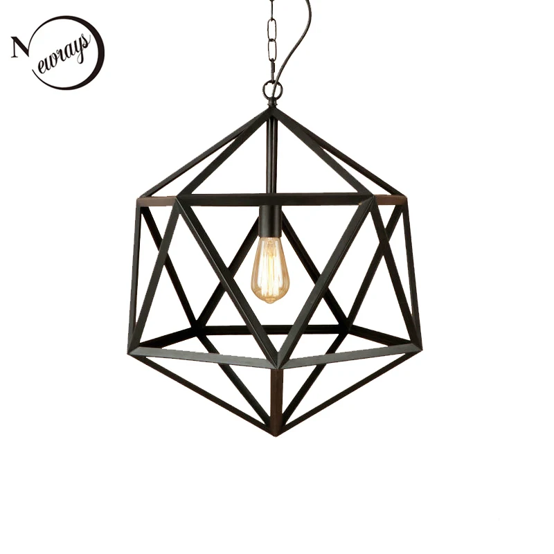 

Винтажные многоугольные железные клетки, цветные светодиодные подвесные светильники E27 110V 220V, подвесное освещение для кухни, гостиной, спал...