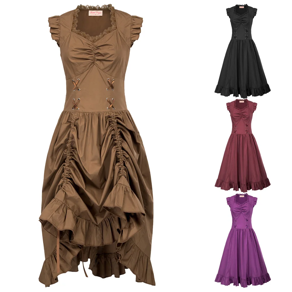 Винтажное женское платье без рукавов с v образным вырезом Ретро готическое