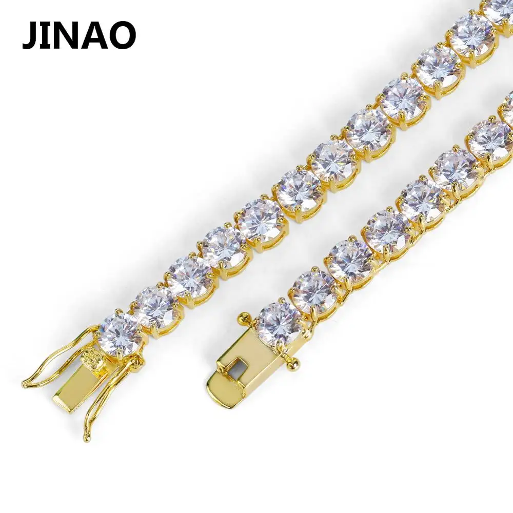 JINAO ожерелье в стиле хип-хоп золотого/серебряного цвета, медное микро ожерелье с фианитами 6 мм, теннисная цепочка с 1" 20" 2" 30" - Окраска металла: Gold