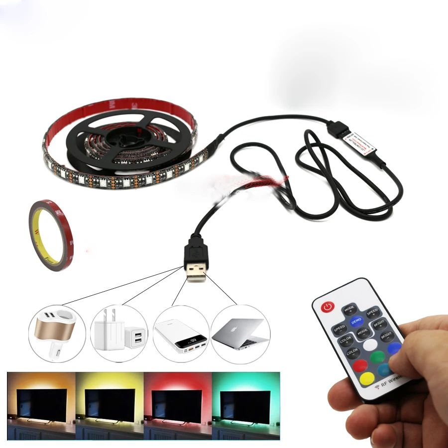 5050 SMD RGB USB зарядное устройство Светодиодная лента 5 в постоянного тока кабель