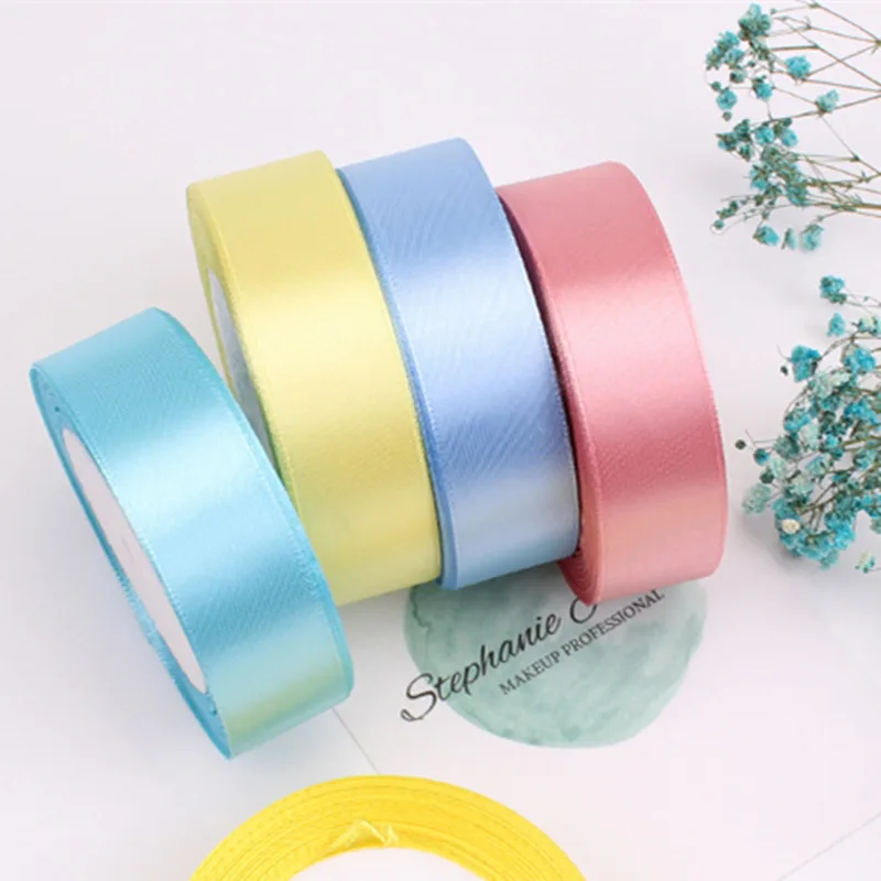 Hot2.5cm25Yards/рулон Grosgrain атласные ленты Свадьба Рождество вечеринка Декоративная
