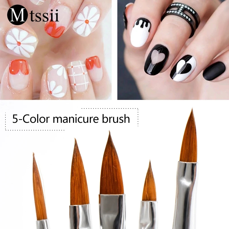 Mtssii 5 шт. Акриловые Кисть Размер 4 #6 #8 #10 #12 # Nail Art резьба цветок Pen УФ гель рисования