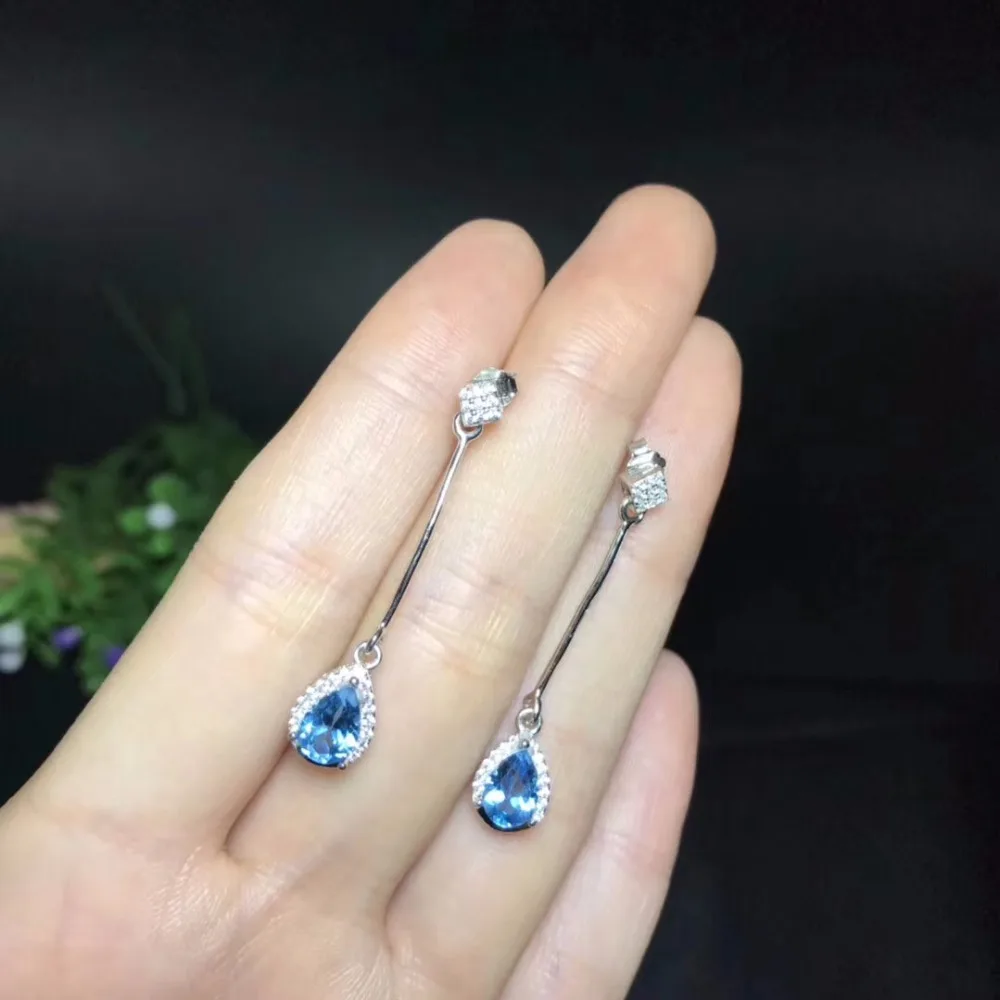 Uloveido женские серьги из натурального голубого топаза Стерлинговое Серебро 925