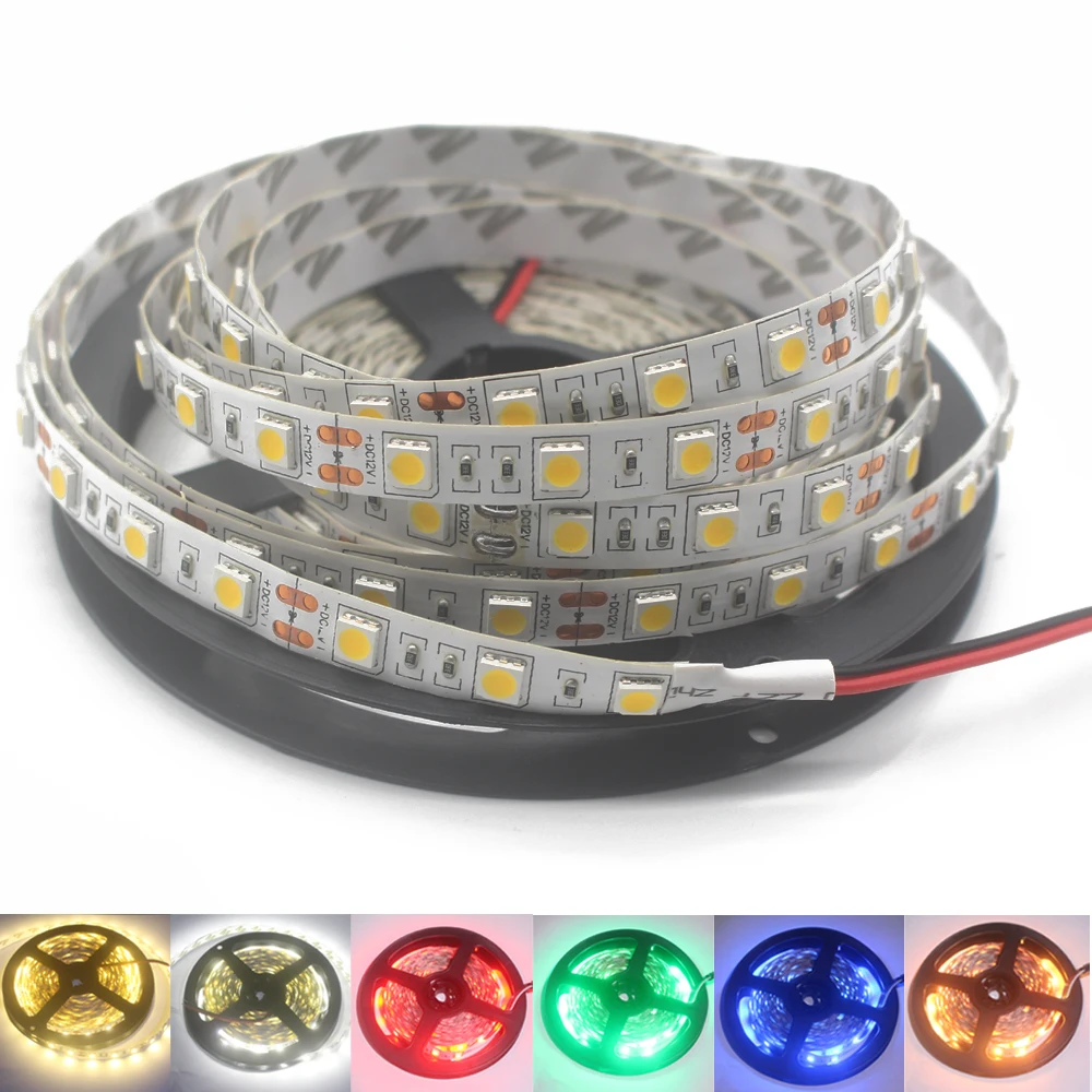 Светодиодная лента 12 в 24 5050 SMD 60 светодиодов/м светильник 5 м В вольт SMD5050 без