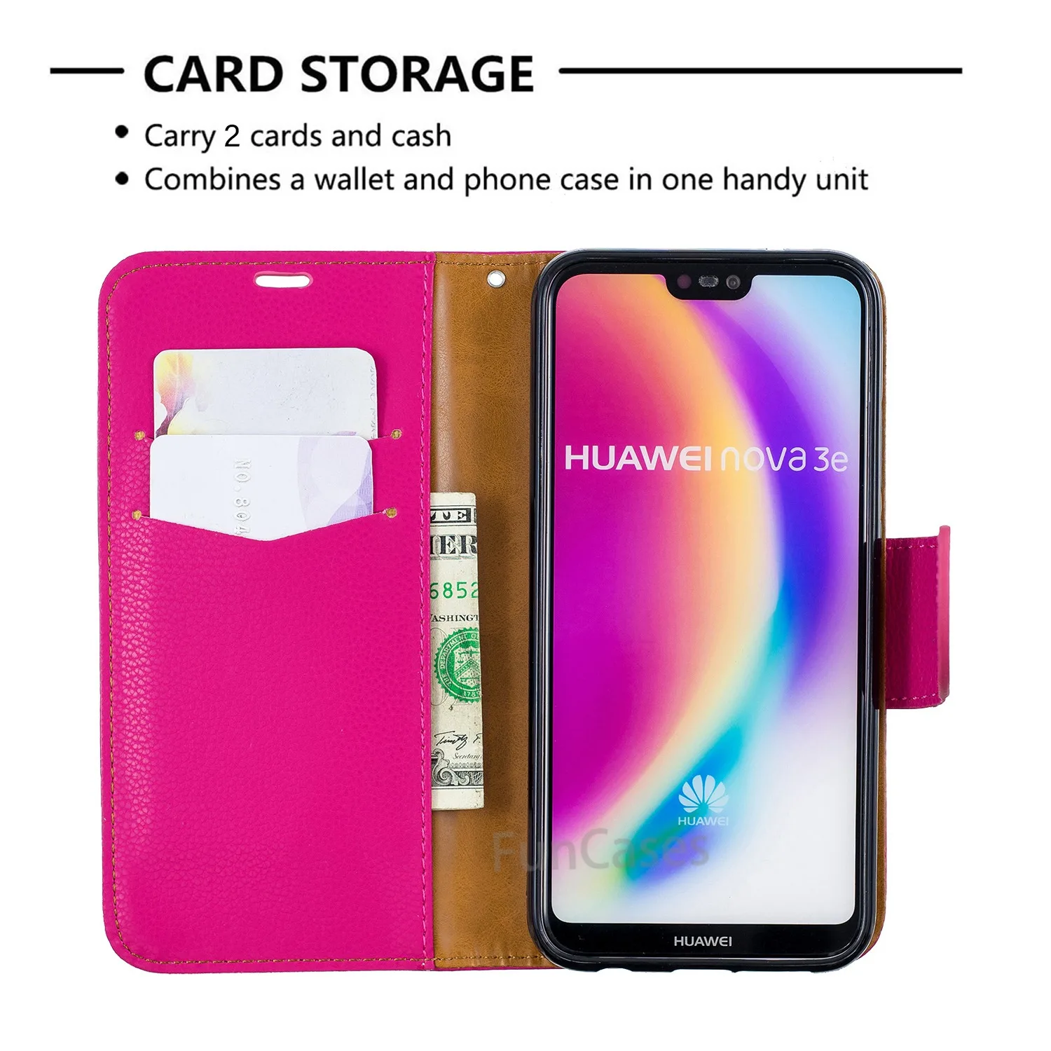 Роскошный Магнитный флип чехол для huawei P20 Lite кожаный кошелек однотонный слот карт