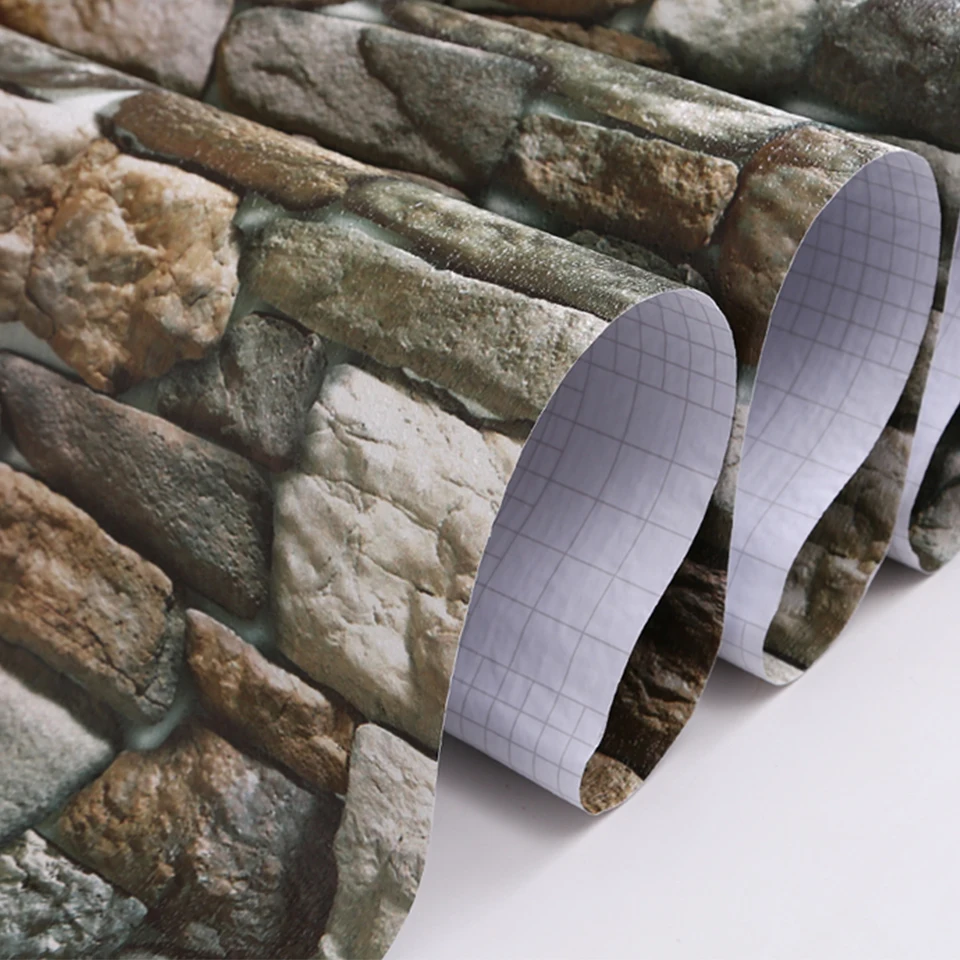 Виниловые обои с 3D кирпичным камнем, современный ретро ресторан, декор для гостиной, настенные наклейки, водостойкие обои в рулоне