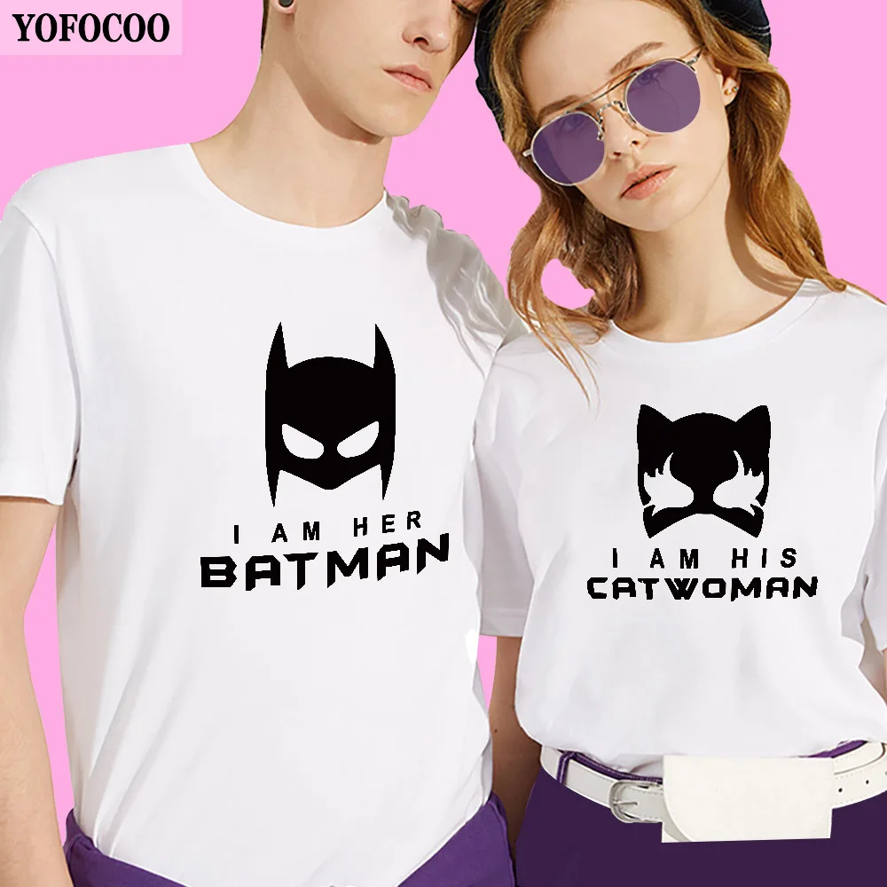 YOFOCOO парные футболки с Бэтменом и кошкой для влюбленных коллекция 2019 года