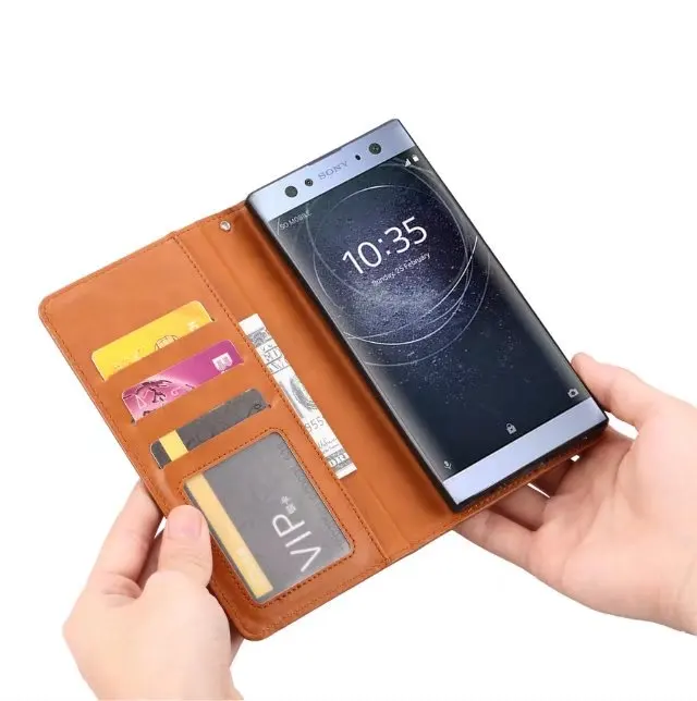 Чехол для sony Xperia XA3 10 XZ4 1 XA2 ультра XZ2 L2 компактный Премиальный XZ3 чехол Чехол-книжка с подставкой из искусственной кожи чехол-портмоне с отделением для карт чехол-сумка для телефона