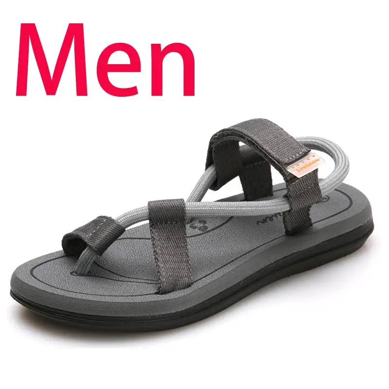 Gray Sandals Модные мужские Вьетнамки; сандалии-гладиаторы; мужская повседневная обувь; мужская пляжная обувь без застежки; шлепанцы на плоской подошве; Zapatillas Sandalias hombre - Цвет: Gray Sandals