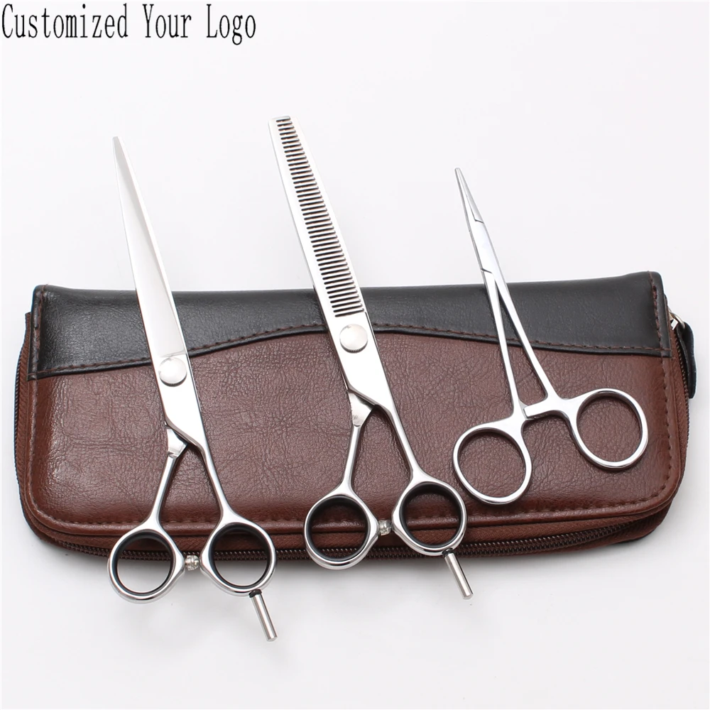 C1021 7&quot 19.5cm Purple Dragon 440C Dog Grooming Kit Thinning Shears Straight Scissors Animal Professional Pet | Красота и