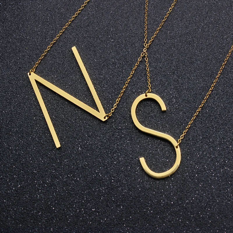 Быстрая доставка золотого цвета 26 букв Алфавит кулон ожерелье Бесплатная