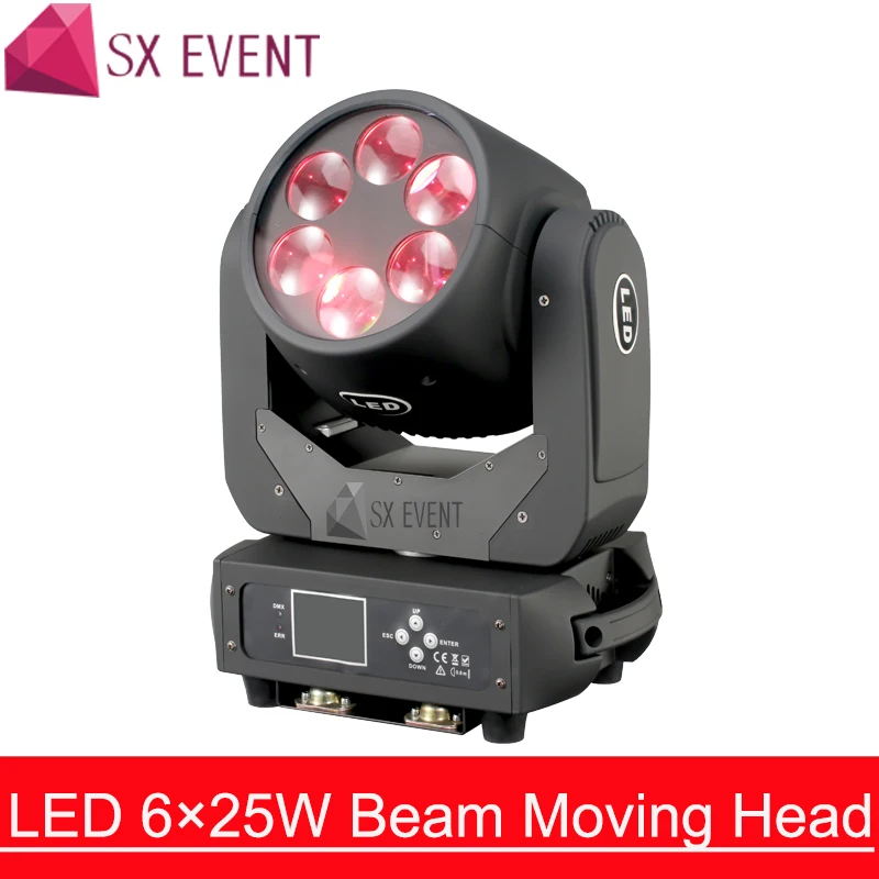 Светодиодный 6x25W Луч Moving головной светильник 6x25 Вт светодиодный Ultimate вращение