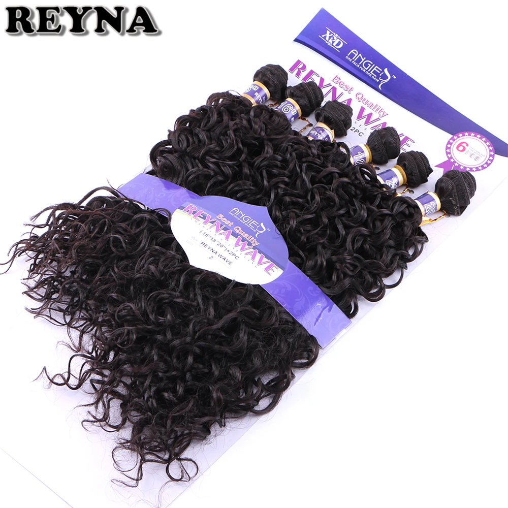 Reyna water wave hair bundle 6 pieces one set Synthetic hair extension tissage fiber hair weaving