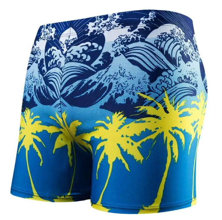 Мужские плавки в полоску с кокосовым деревом Желтый купальный костюм шорты