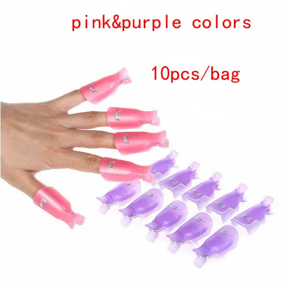 

2Colors 10Pcs/box Reusable Gel Nail Polish Remover Wrap Nail Art Soak Off Nail Polish Cleaner Nails Remover Soak Off Cap Clip