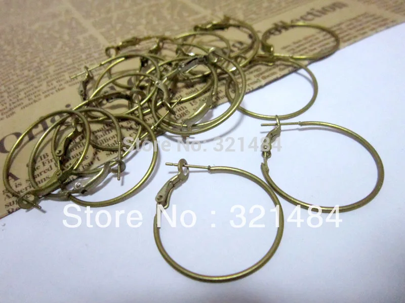 200pcs 30mm circle Antique Bronze French Hoop Earwire Earring Hook Wires Jewelry Findings Accessories For Bead Making